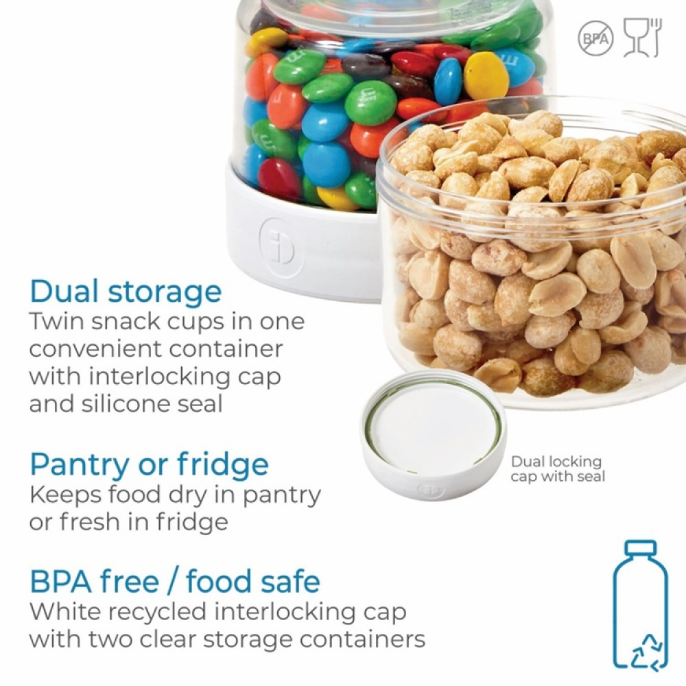 Container, iD FRESH STACK N\' SNACK SMALL, Ø 9,5 x H 12 cm, Clear / White in the group Storage / Kitchen storage / Food containers / SmartStore food containers at SmartaSaker.se (42187)
