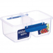Lunch box, Two parts, 1 liter, KLIP IT SPLIT, Clear / Dark Blue Lunch box, Two parts, 1 liter, KLIP IT SPLIT, Clear / Dark Blue