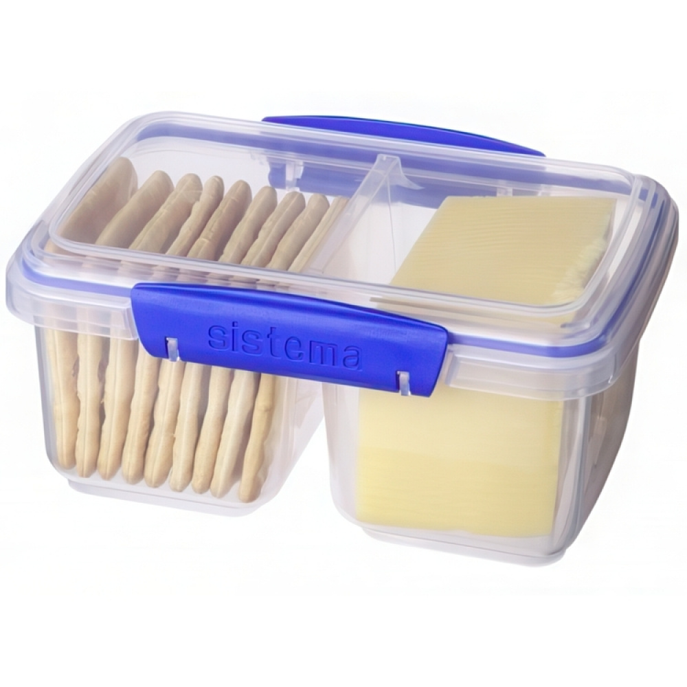 Lunch box, Two parts, 1 L, KLIP IT SPLIT, Clear / White in the group Storage / Kitchen storage / Food containers / Plastic lunch boxes at SmartaSaker.se (42189)