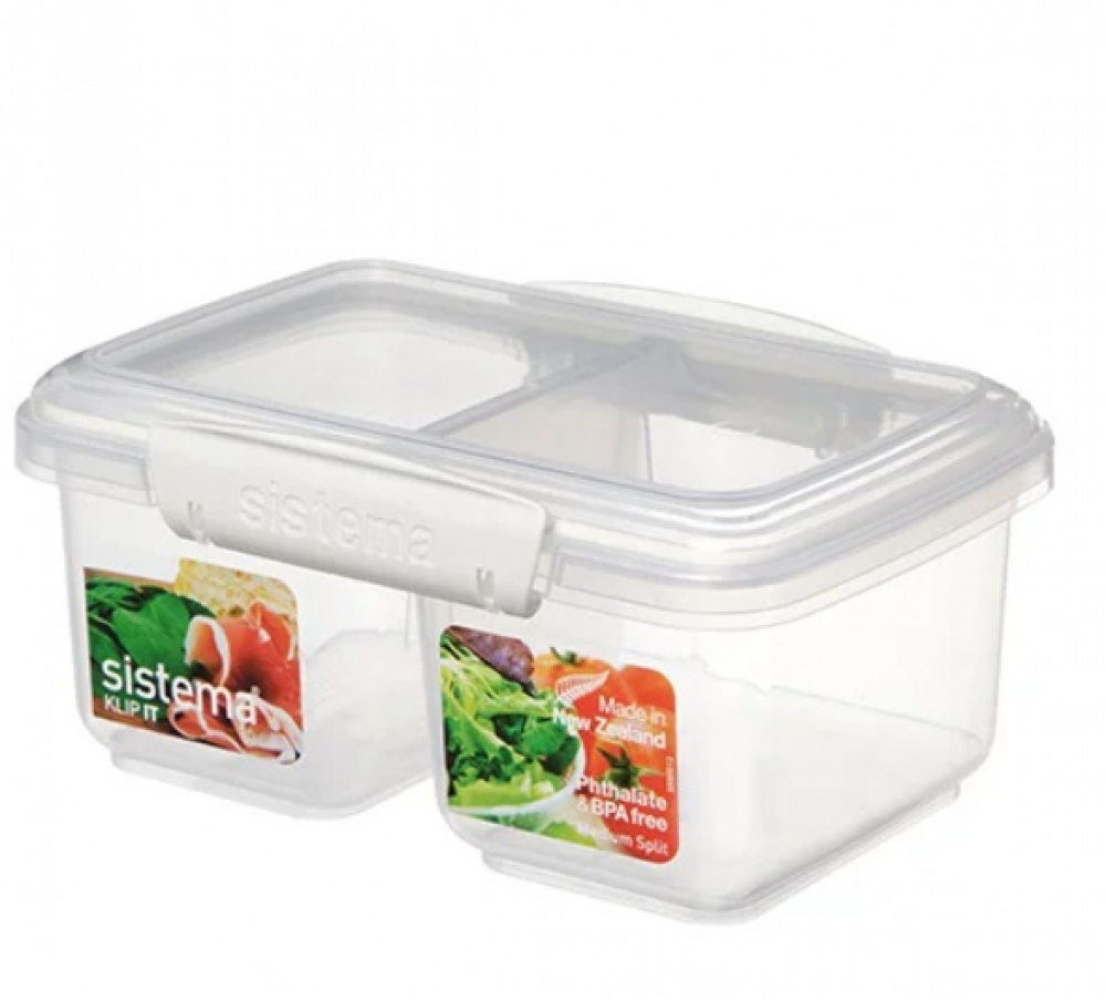 Lunch box, Two parts, 1 L, KLIP IT SPLIT, Clear / White in the group Storage / Kitchen storage / Food containers / Plastic at SmartaSaker.se (42189)