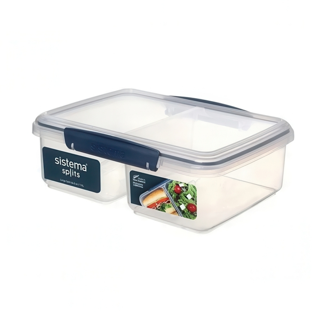 Lunch box, Two parts, 1,9 L, KLIP IT, 18 x 23,5 x H 8 cm, Clear / Dark Blue in the group Storage / Kitchen storage / Food containers / SmartStore food containers at SmartaSaker.se (42190)