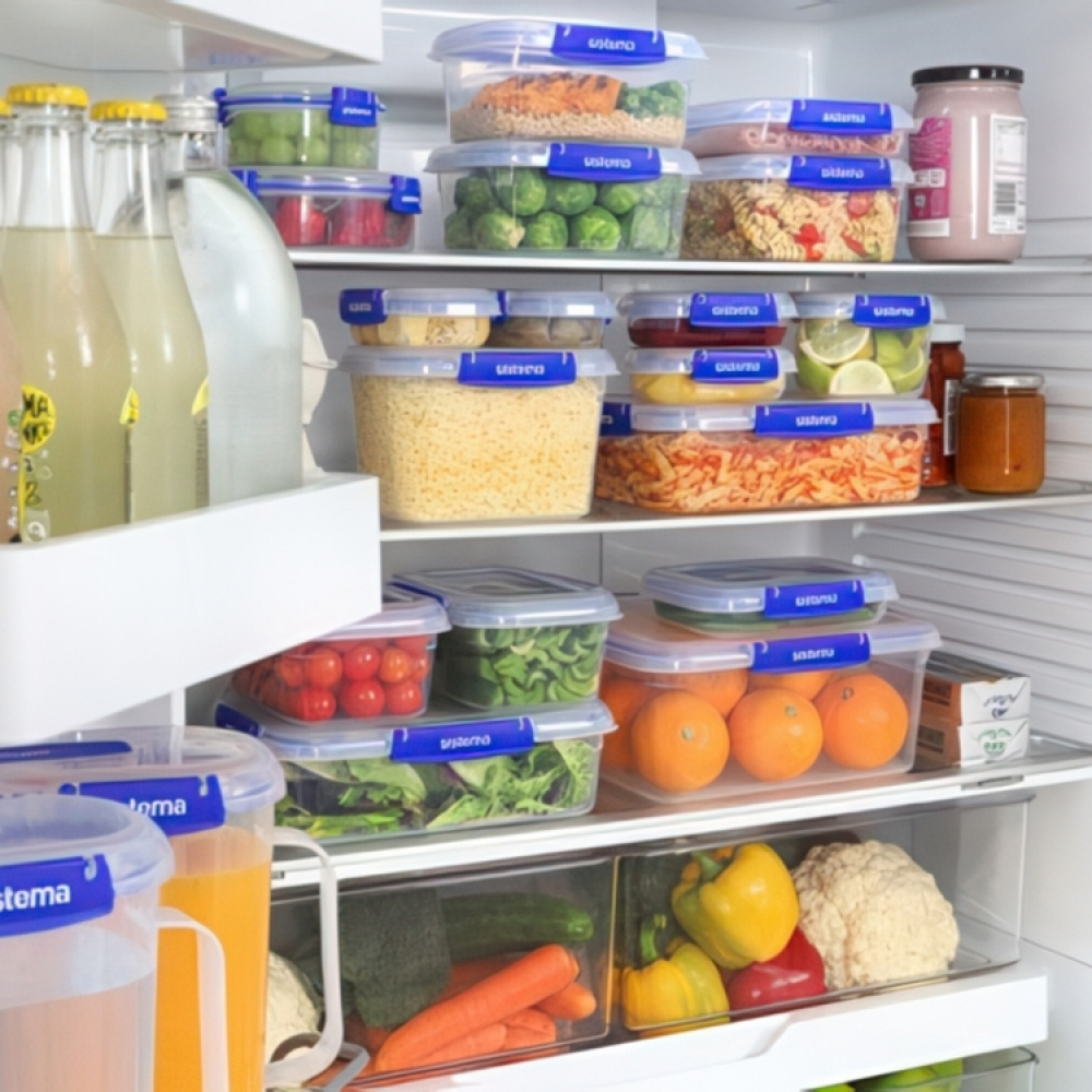 Container, XL, 5,5 L, KLIP IT PLUS SQUARE, 25 x 26 x H 11,7 cm, Clear / Blue in the group Storage / Kitchen storage / Storage jars / Sistema storage jars at SmartaSaker.se (42193)