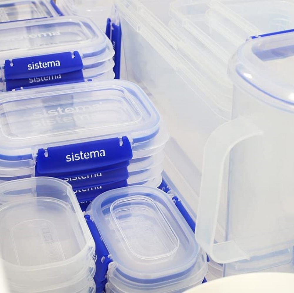 Container, XL, 5,5 L, KLIP IT PLUS SQUARE, 25 x 26 x H 11,7 cm, Clear / Blue in the group Storage / Kitchen storage / Storage bins and jars at SmartaSaker.se (42193)