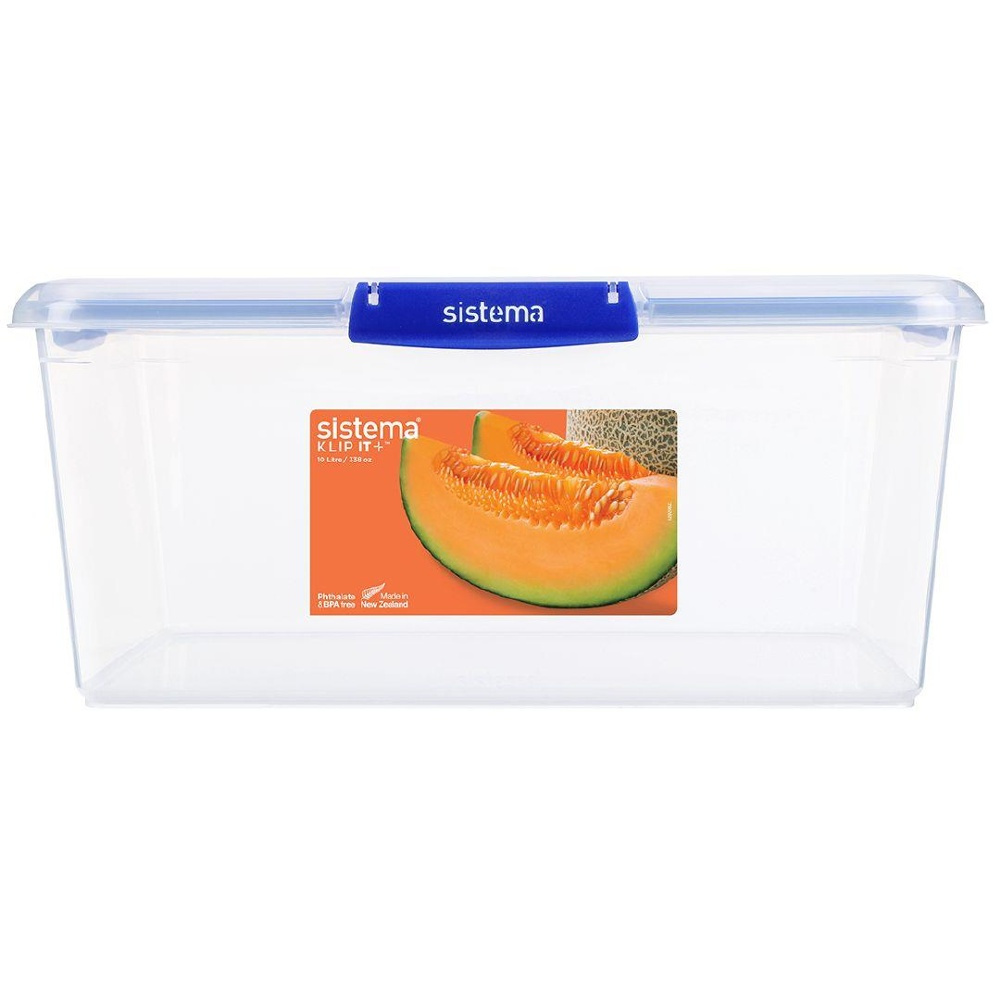 Container, XXXL ,10 L, KLIP IT PLUS RECTANGLE, 35,7 x 26 x H 11,7 cm, Clear / Blue in the group Storage / Kitchen storage / Storage bins and jars / Sistema at SmartaSaker.se (42195)