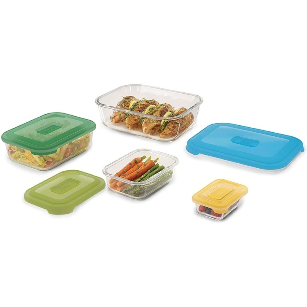 Lunch boxes, Set with 4, NEST GLASS CONTAINERS, Large, Joseph Joseph, Assorted in the group Storage / Kitchen storage / Food containers / Glass lunch boxes at SmartaSaker.se (42200)