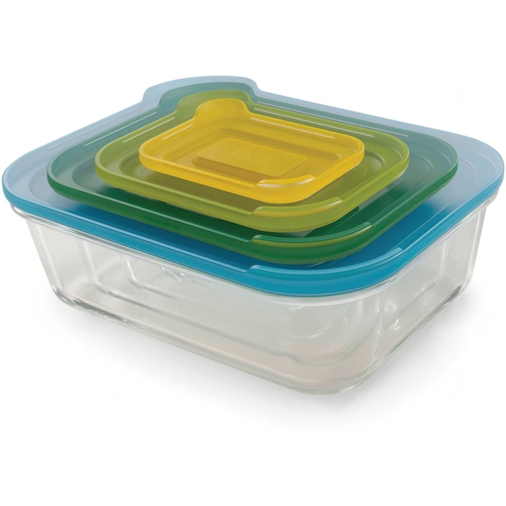 Lunch boxes, Set with 4, NEST GLASS CONTAINERS, Large, Joseph Joseph, Assorted in the group Storage / Kitchen storage / Food containers / Glass lunch boxes at SmartaSaker.se (42200)