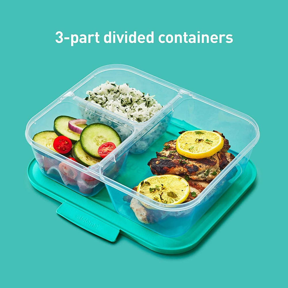 Food Storage boxes, 3 Compartments, Set of 5, SISTEMA NEST IT LARGE, 24x 19,5 x H 6,5 cm, Clear / Green in the group Storage / Kitchen storage / Food containers / Plastic at SmartaSaker.se (42201)