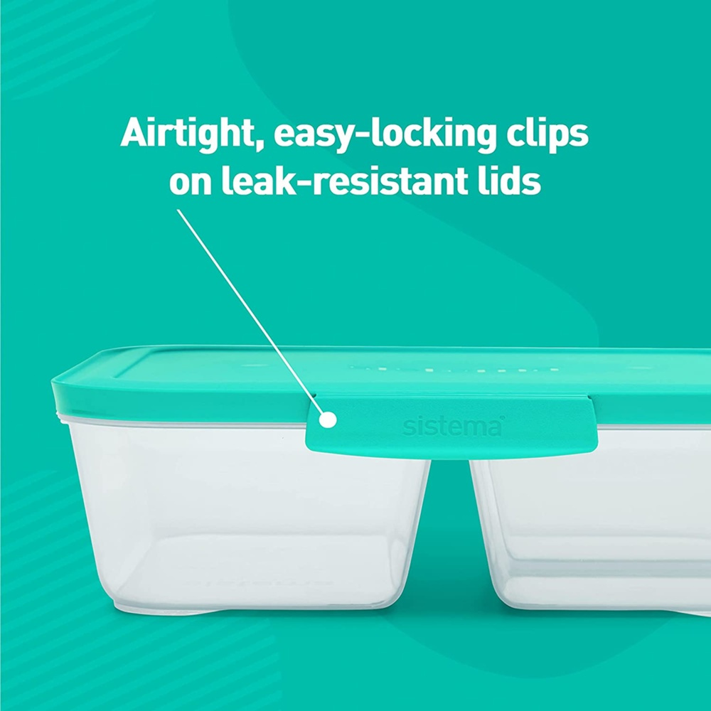 Food Storage boxes, 3 Compartments, Set of 5, SISTEMA NEST IT LARGE, 24x 19,5 x H 6,5 cm, Clear / Green in the group Storage / Kitchen storage / Food containers / Plastic at SmartaSaker.se (42201)