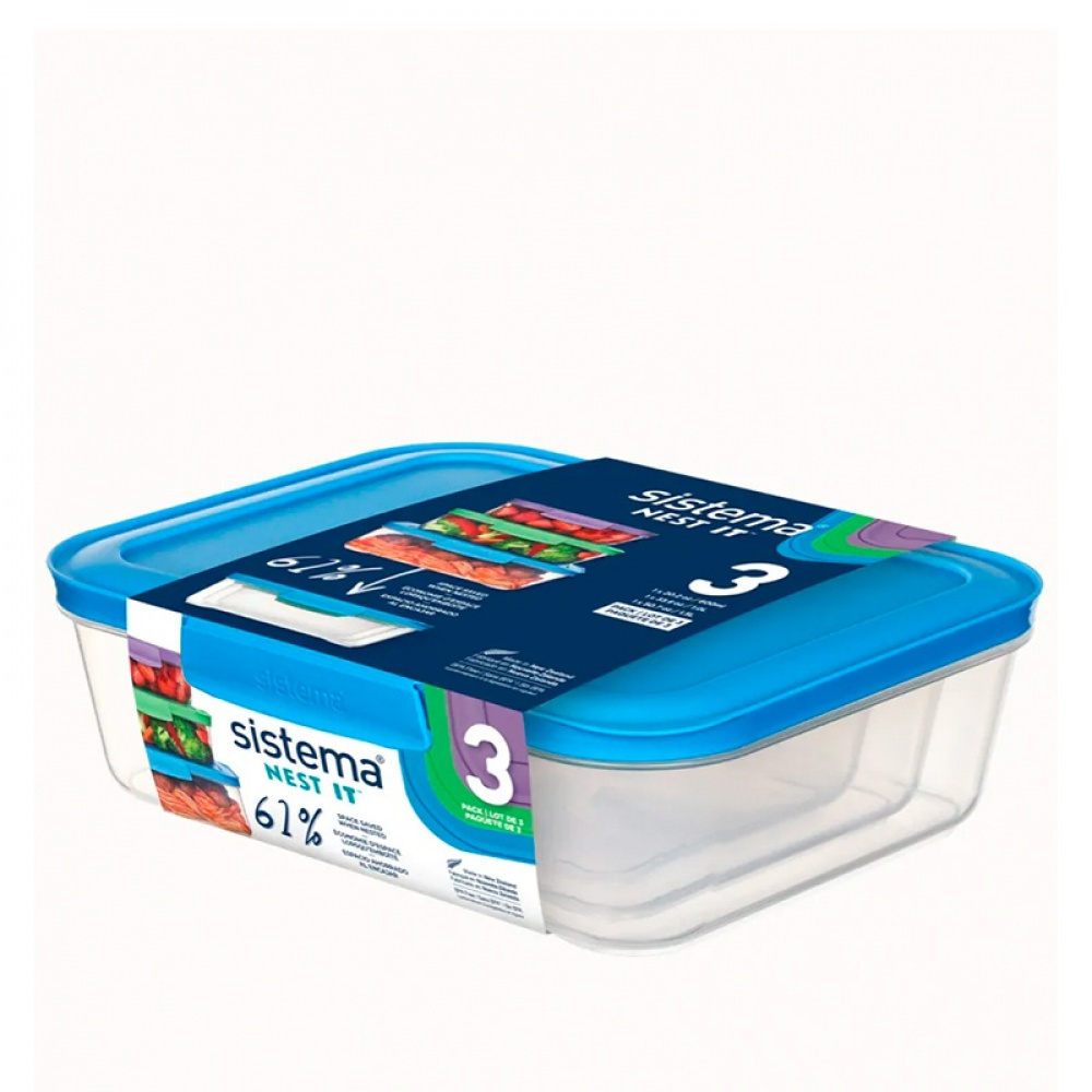 Food Storage boxes, Set of 3, SISTEMA NEST IT MEDIUM, Clear / Assorted in the group Storage / Kitchen storage at SmartaSaker.se (42202)