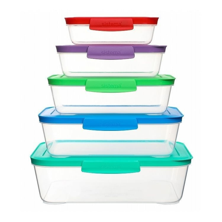 Food Storage boxes, Set of 5, SISTEMA NEST IT LARGE, Clear / Assorted in the group Storage / Kitchen storage / Food containers / Plastic lunch boxes at SmartaSaker.se (42203)