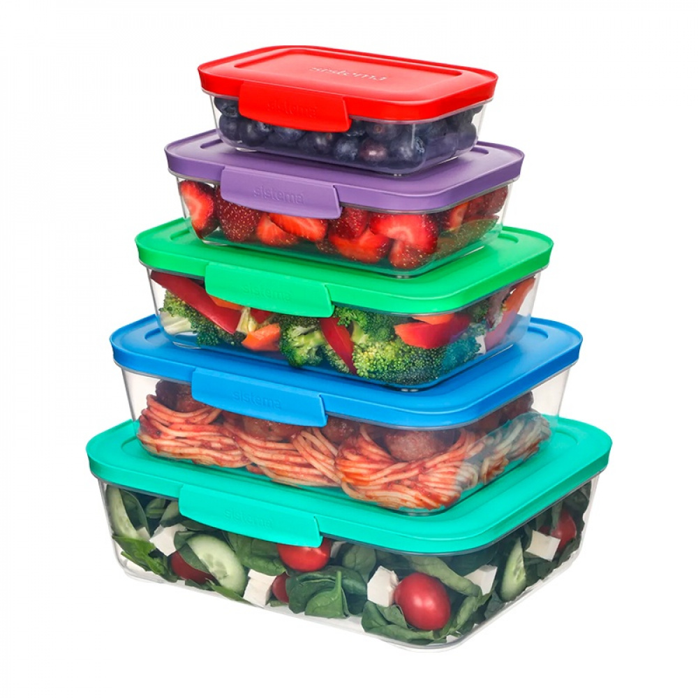 Food Storage boxes, Set of 5, SISTEMA NEST IT LARGE, Clear / Assorted in the group Storage at SmartaSaker.se (42203)