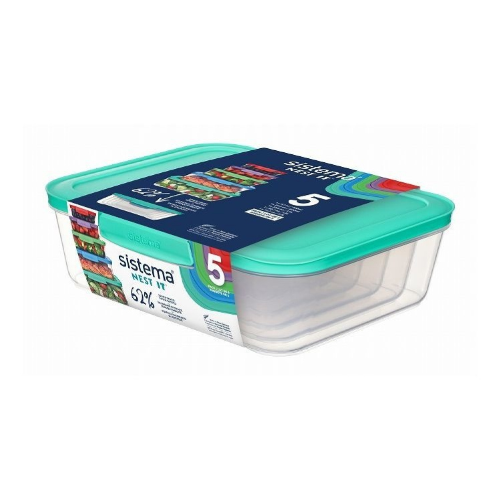 Food Storage boxes, Set of 5, SISTEMA NEST IT LARGE, Clear / Assorted in the group Storage at SmartaSaker.se (42203)