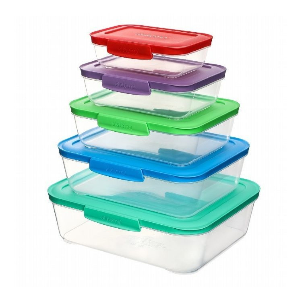 Food Storage boxes, Set of 5, SISTEMA NEST IT LARGE, Clear / Assorted in the group Storage at SmartaSaker.se (42203)