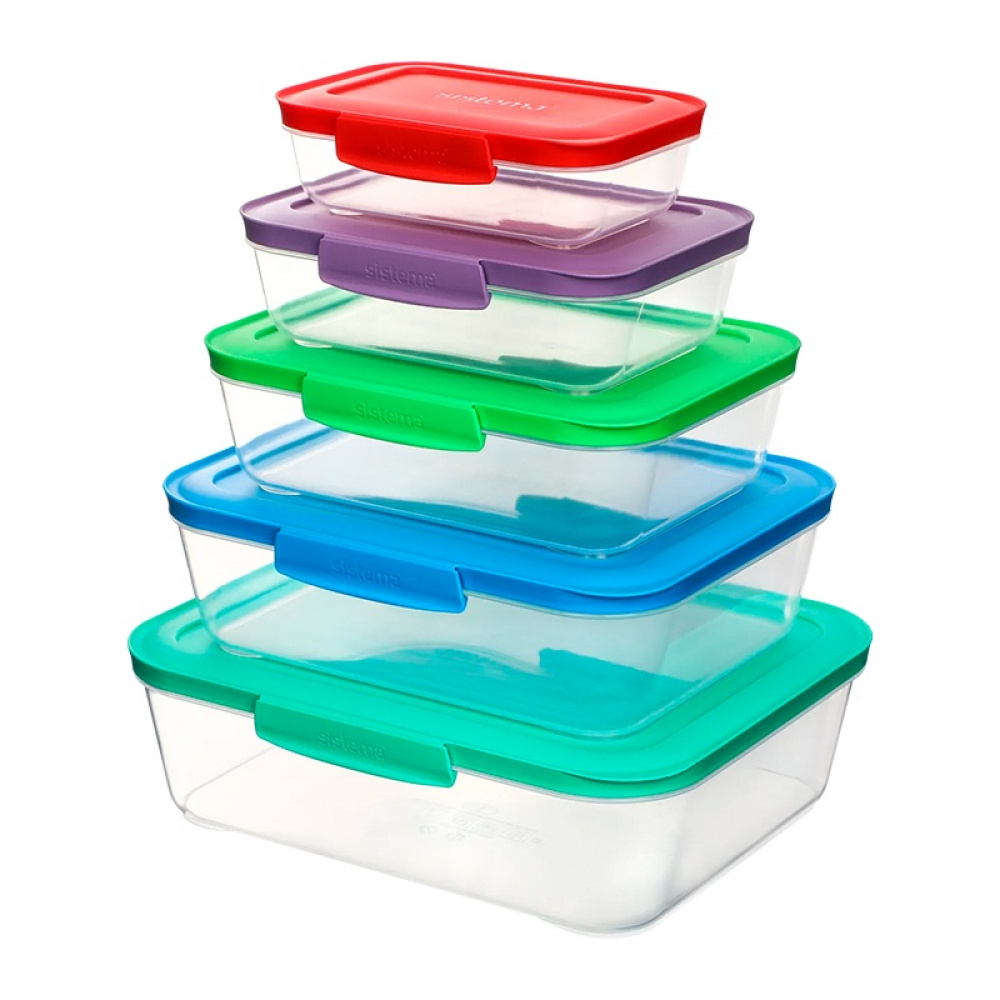 Food Storage boxes, Set of 5, SISTEMA NEST IT LARGE, Clear / Assorted in the group Storage at SmartaSaker.se (42203)