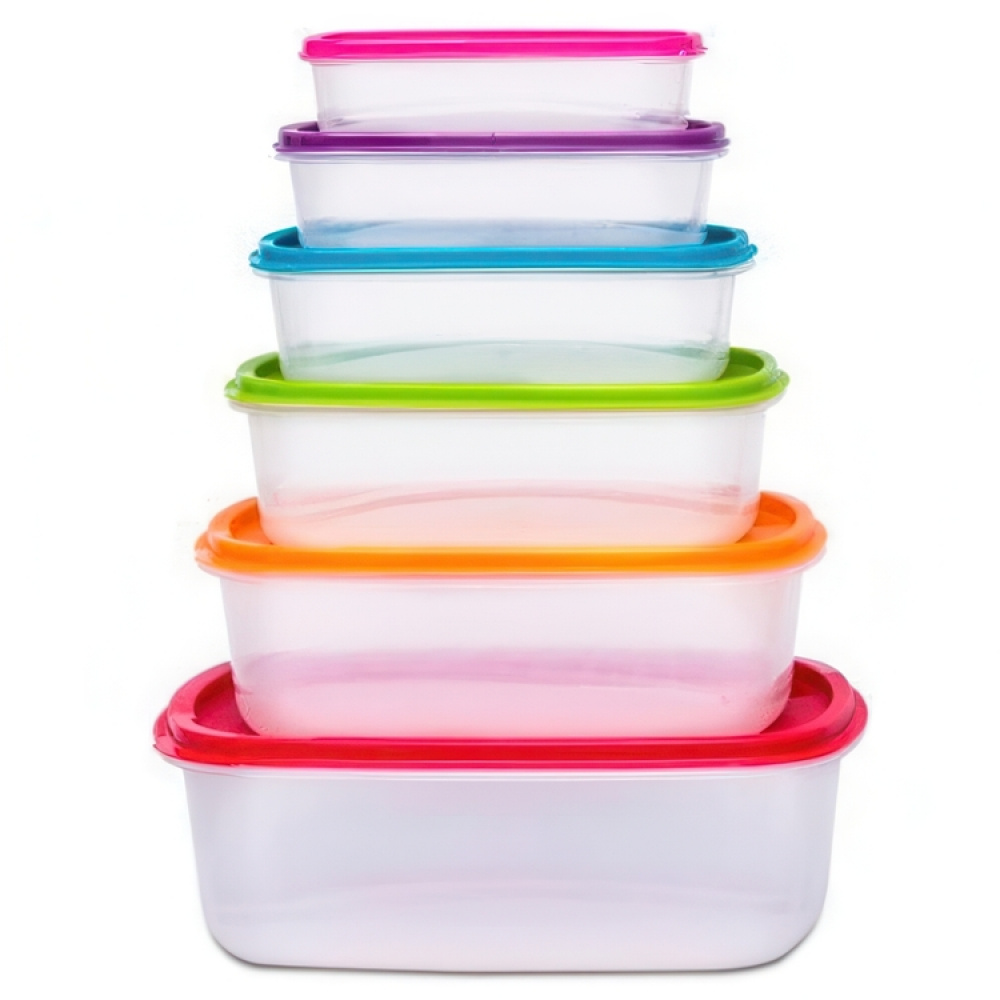 Food Storage boxes, Set of 6, SMART COLORED NEST RECTANGULAR, Clear / Multicolored in the group Storage / Kitchen storage / Food containers / Plastic lunch boxes at SmartaSaker.se (42204)