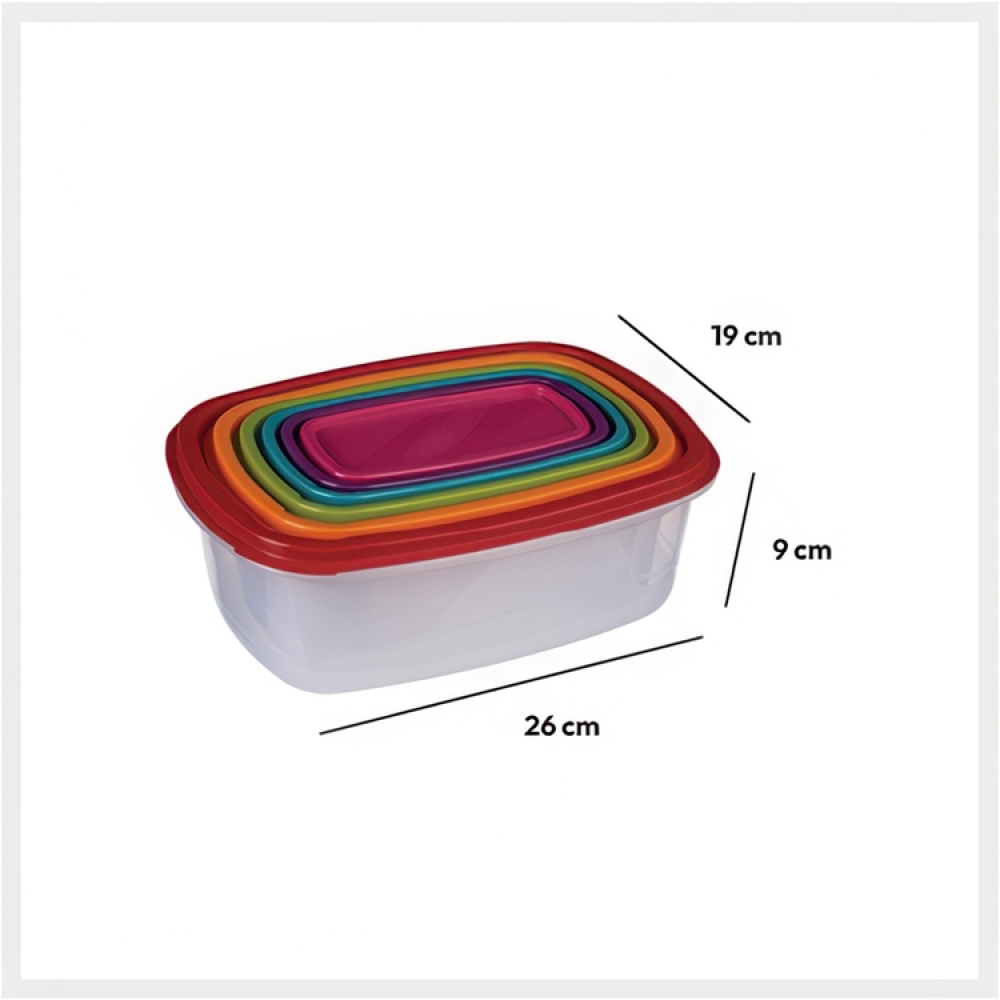 Food Storage boxes, Set of 6, SMART COLORED NEST RECTANGULAR, Clear / Multicolored in the group Storage / Kitchen storage / Food containers / Plastic lunch boxes at SmartaSaker.se (42204)