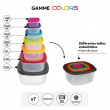 Food Storage boxes, Set of 7, SMART COLORED NEST SQUARE, Clear / Multicolored Food Storage boxes, Set of 7, SMART COLORED NEST SQUARE, Clear / Multicolored