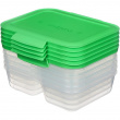 Food Storage boxes, 2 Compartments, Set of 5, SISTEMA NEST IT, 19 x 14,5 x H 5,5 cm, Clear / Green Food Storage boxes, 2 Compartments, Set of 5, SISTEMA NEST IT, 19 x 14,5 x H 5,5 cm, Clear / Green