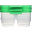 Food Storage boxes, 2 Compartments, Set of 5, SISTEMA NEST IT, 19 x 14,5 x H 5,5 cm, Clear / Green Food Storage boxes, 2 Compartments, Set of 5, SISTEMA NEST IT, 19 x 14,5 x H 5,5 cm, Clear / Green