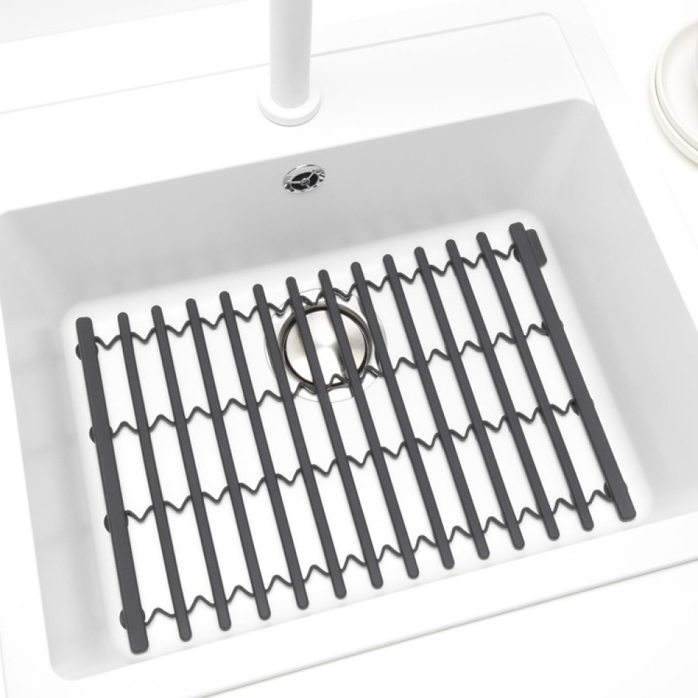 Sink Mat, Silicone, BRABANTIA , 30 x 30 - 45 cm, Dark grey in the group Storage / Kitchen storage / Dish racks and sink accessories at SmartaSaker.se (42210)