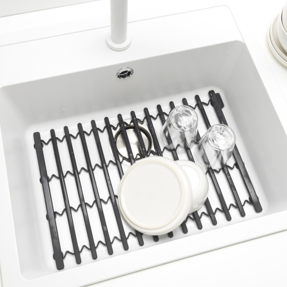 Sink Mat, Silicone, BRABANTIA , 30 x 30 - 45 cm, Dark grey in the group Storage / Kitchen storage / Dish racks and sink accessories at SmartaSaker.se (42210)