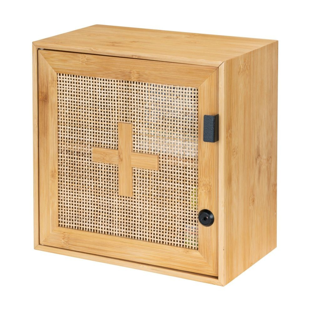 Medicine cabinet in Bamboo, Lockable, ALLEGRE, 30 x 19,5 x H 30 cm, Nature in the group Storage / Bathroom storage at SmartaSaker.se (42217)