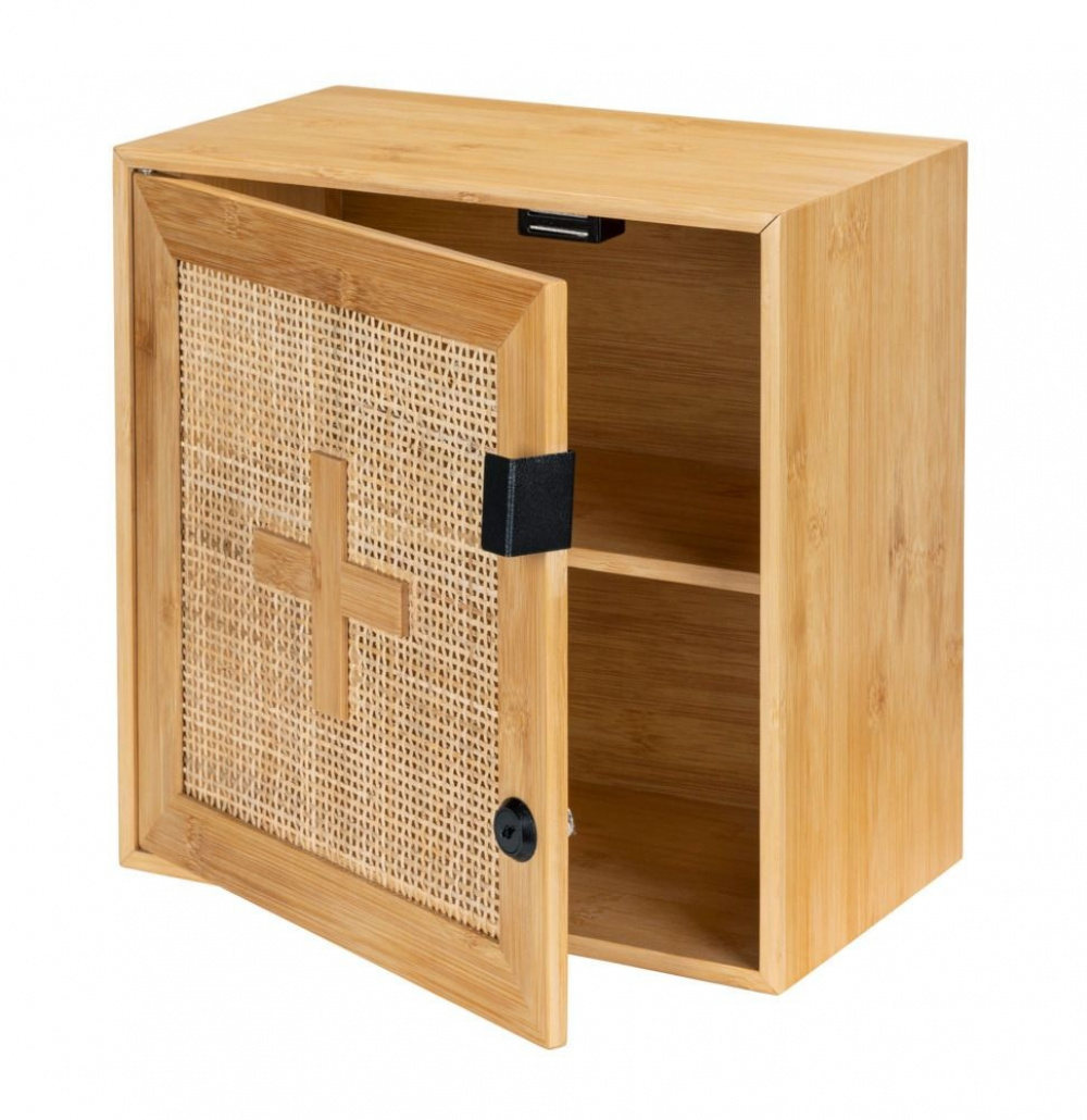 Medicine cabinet in Bamboo, Lockable, ALLEGRE, 30 x 19,5 x H 30 cm, Nature in the group Storage / Bathroom storage at SmartaSaker.se (42217)