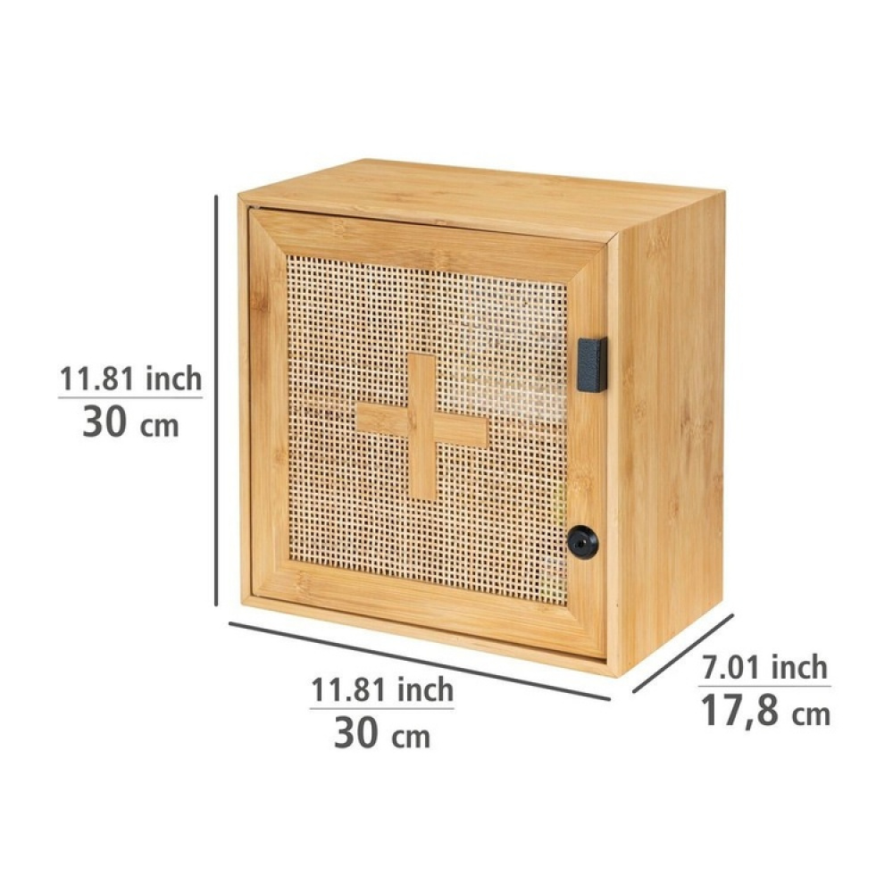 Medicine cabinet in Bamboo, Lockable, ALLEGRE, 30 x 19,5 x H 30 cm, Nature in the group Storage / Bathroom storage at SmartaSaker.se (42217)