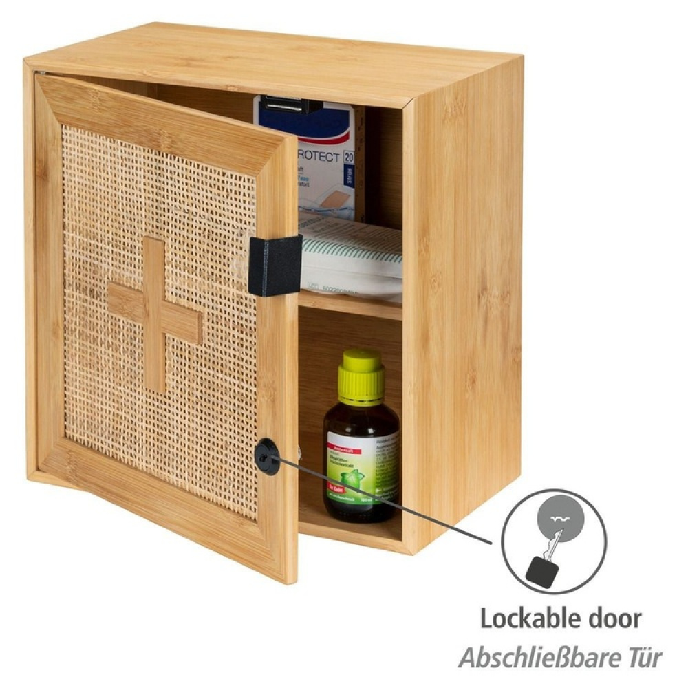 Medicine cabinet in Bamboo, Lockable, ALLEGRE, 30 x 19,5 x H 30 cm, Nature in the group Storage / Bathroom storage at SmartaSaker.se (42217)