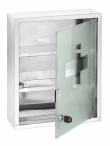 Medicine cabinet with glass door, lockable, MEDIKAMENTENSCHRANK, 30 x 12 x H 40 cm, Silver 