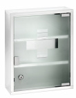 Medicine cabinet with glass door, lockable, MEDIKAMENTENSCHRANK, 30 x 12 x H 40 cm, Silver 