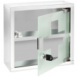 Medicine cabinet with glass door, lockable, MEDIKAMENTENSCHRANK, 25 x 12 x H 25 cm, Silver / Klar Medicine cabinet with glass door, lockable, MEDIKAMENTENSCHRANK, 25 x 12 x H 25 cm, Silver / Klar