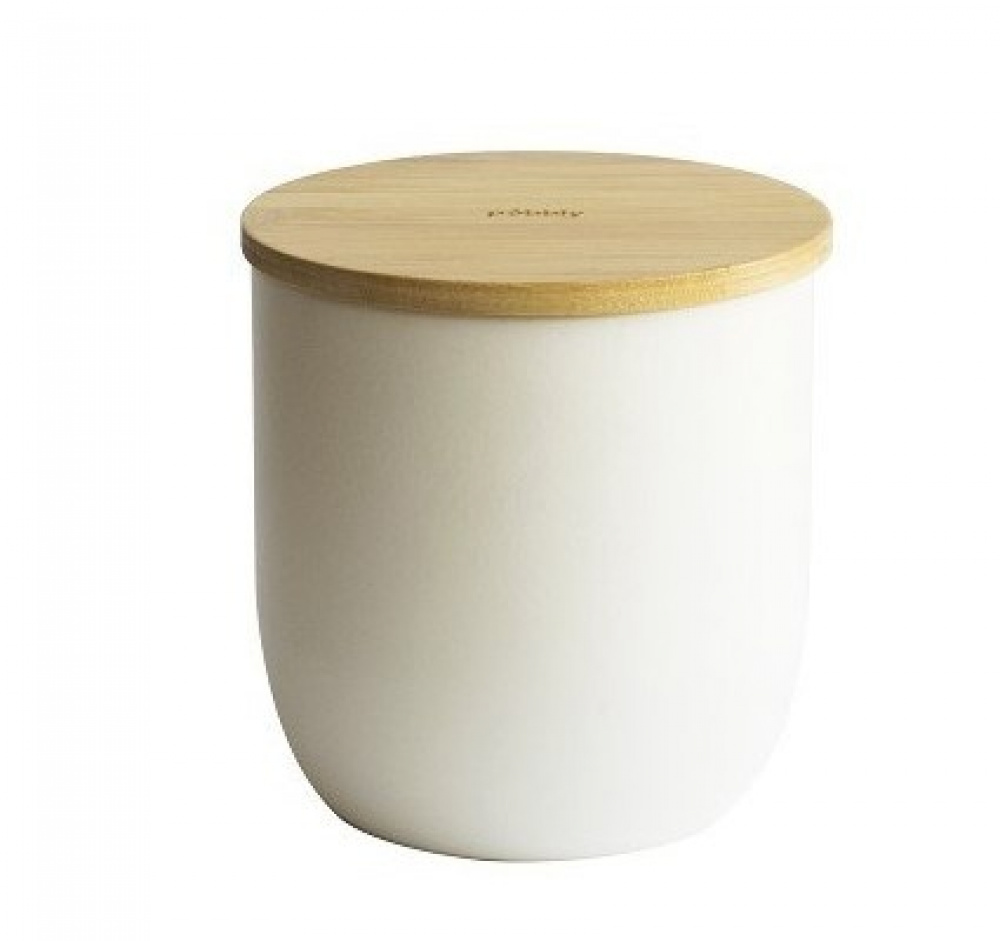 Metal Jar with Bamboo Lid, 2,3 L, PEBBLY OPAQUE SUGAR POT, Offwhite / Nature in the group Storage / Kitchen storage / Storage bins and jars at SmartaSaker.se (42222)