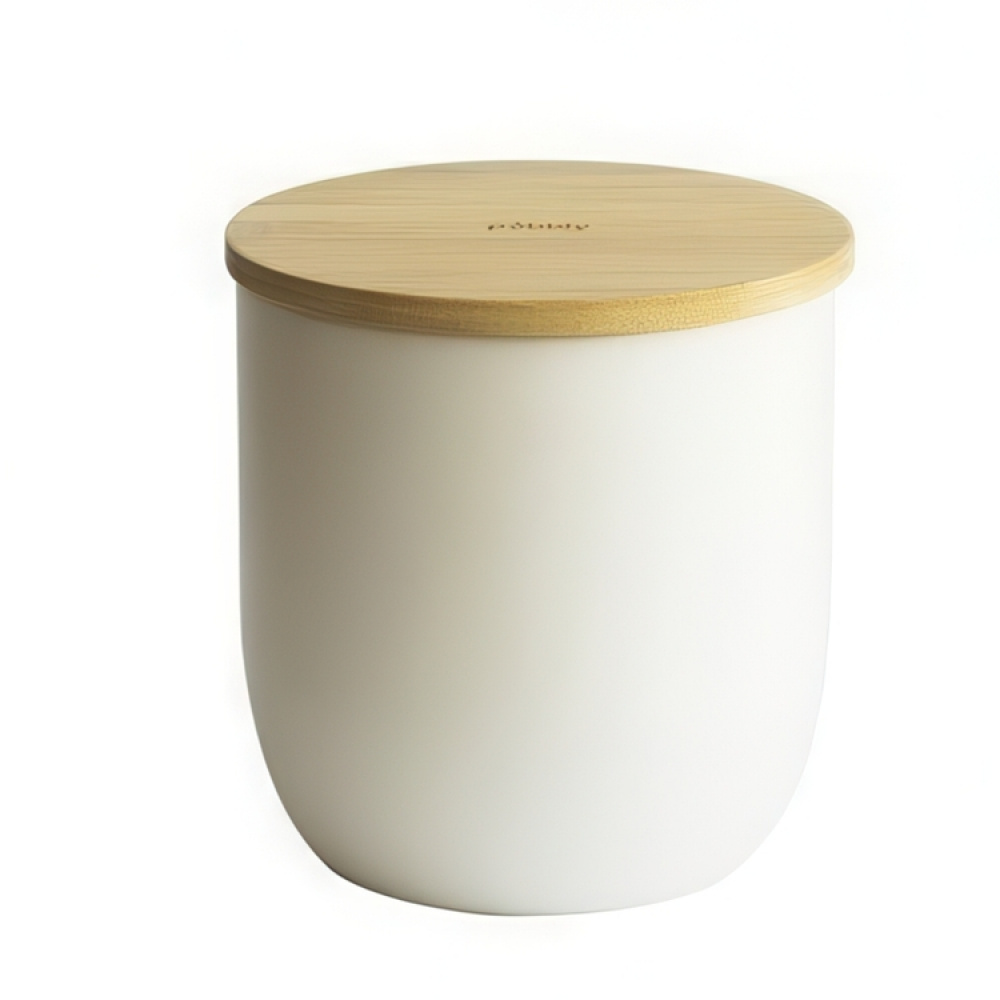 Metal Jar with Bamboo Lid, 2,3 L, PEBBLY OPAQUE SUGAR POT, Offwhite / Nature in the group Storage at SmartaSaker.se (42222)