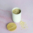Metal Jar with Bamboo Lid, 650 ml, OPAQUE TEA POT, Ø 8 x H 13 cm, Offwhite / Nature