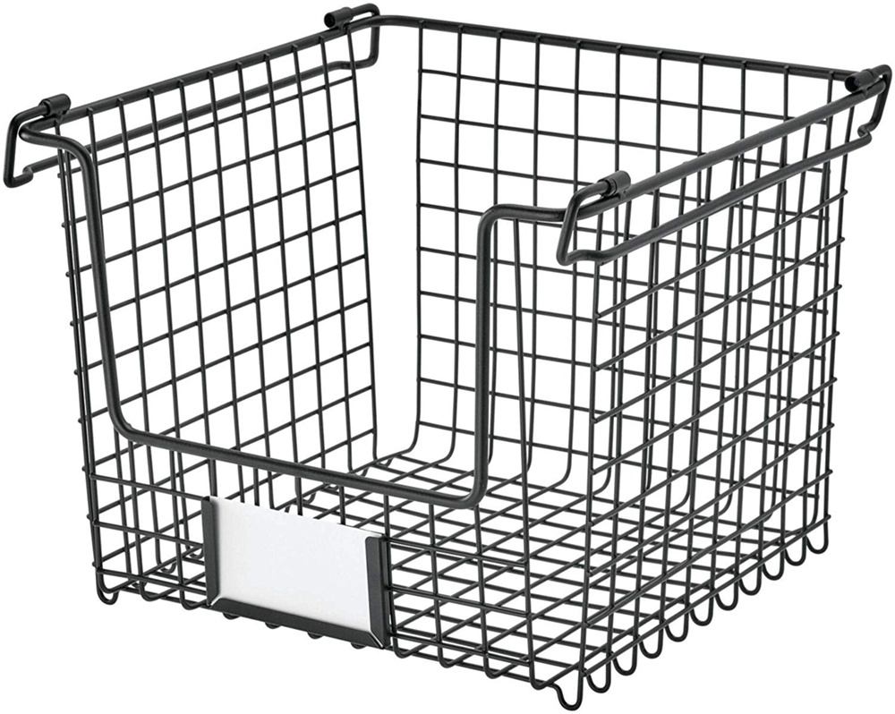 Stackable Metal Basket, CLASSICO MEDIUM, 25,4 x 25,4 x H 20,3 cm, Black in the group Storage / Office supplies at SmartaSaker.se (42227)