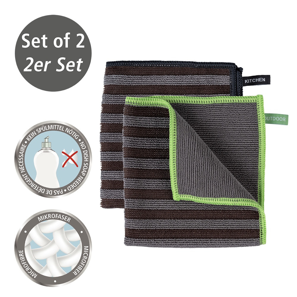 Microfiber cloths for coarse dirt, Set of 2, OUTDOOR, 30 x 30 cm, Black in the group Storage / Cleaning and waste sorting / Cloths and brushes at SmartaSaker.se (42228)