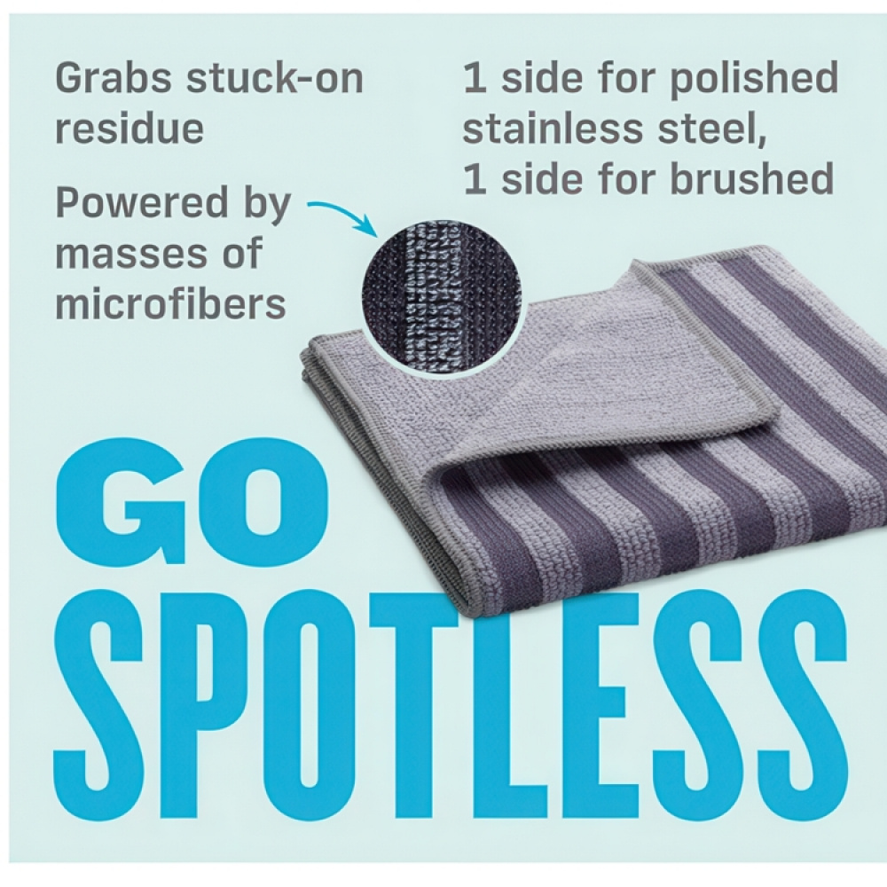 Special cloths for Stainless Steel, 2 psc, STAINLESS STEEL CLOTH SET, 32 x 32 cm, Grey in the group Storage / Cleaning and waste sorting / Cloths and brushes at SmartaSaker.se (42231)