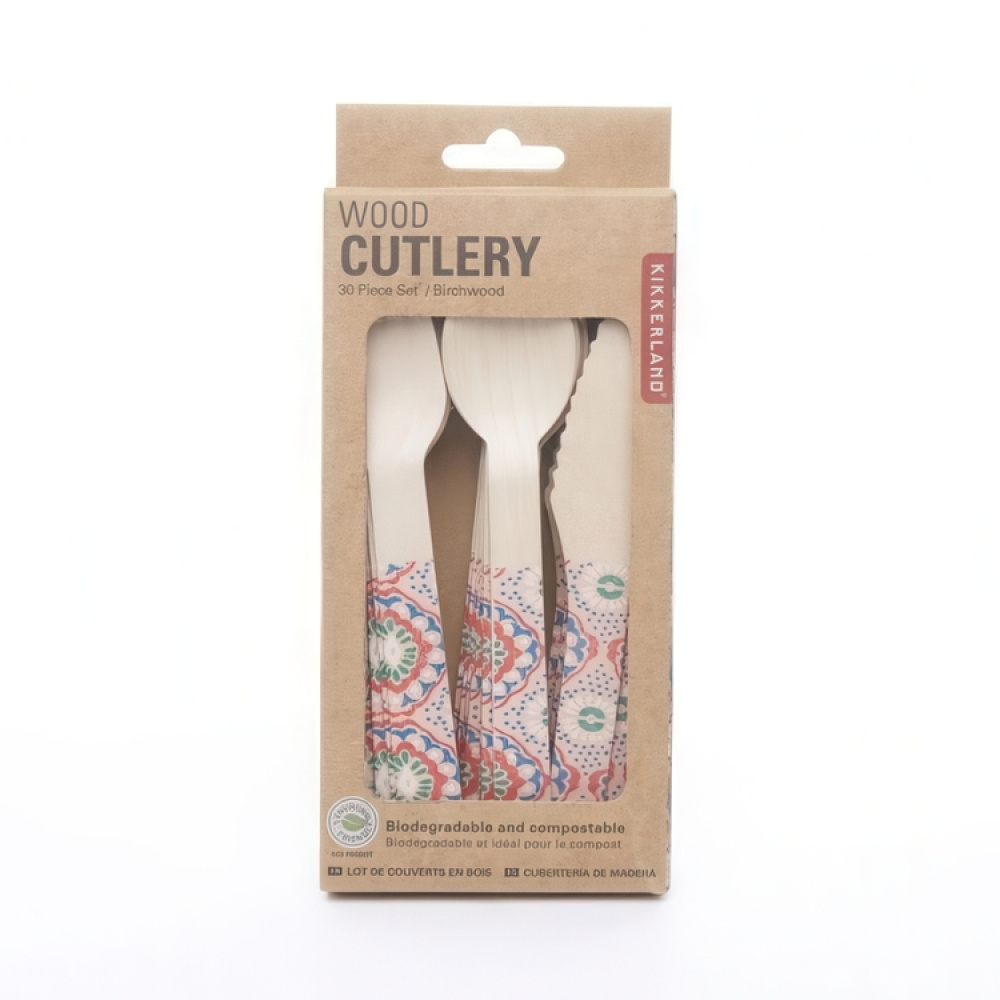Eco-friendly wood cutlery, 30 pcs, MANDALA in the group Storage / Kitchen storage / Food containers at SmartaSaker.se (42235)