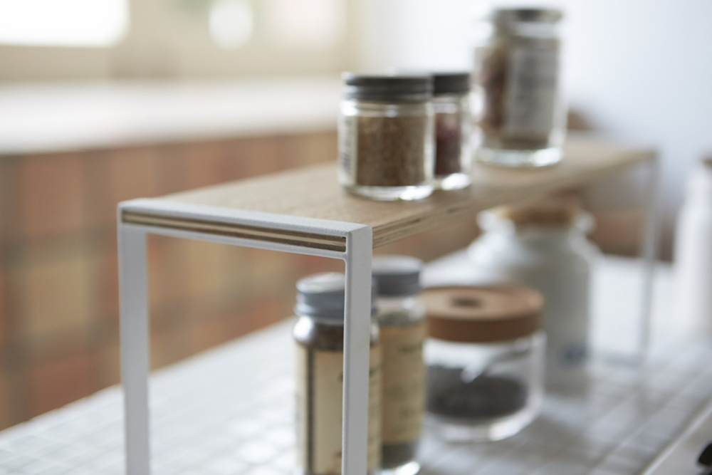 Mini extra shelf, TOSCA KITCHEN RACK WIDE, 40 x 12 x H 15.5 cm, Yamazaki, White / Wood in the group Storage / Kitchen storage at SmartaSaker.se (42239)