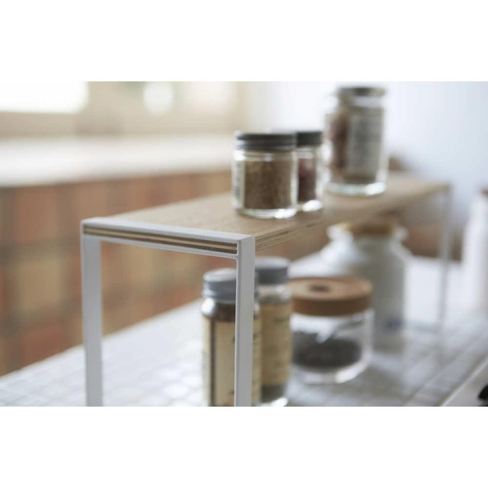 Mini extra shelf, TOSCA KITCHEN RACK WIDE, 40 x 12 x H 15.5 cm, Yamazaki, White / Wood in the group Storage / Kitchen storage / Kitchen cabinet organizers at SmartaSaker.se (42239)