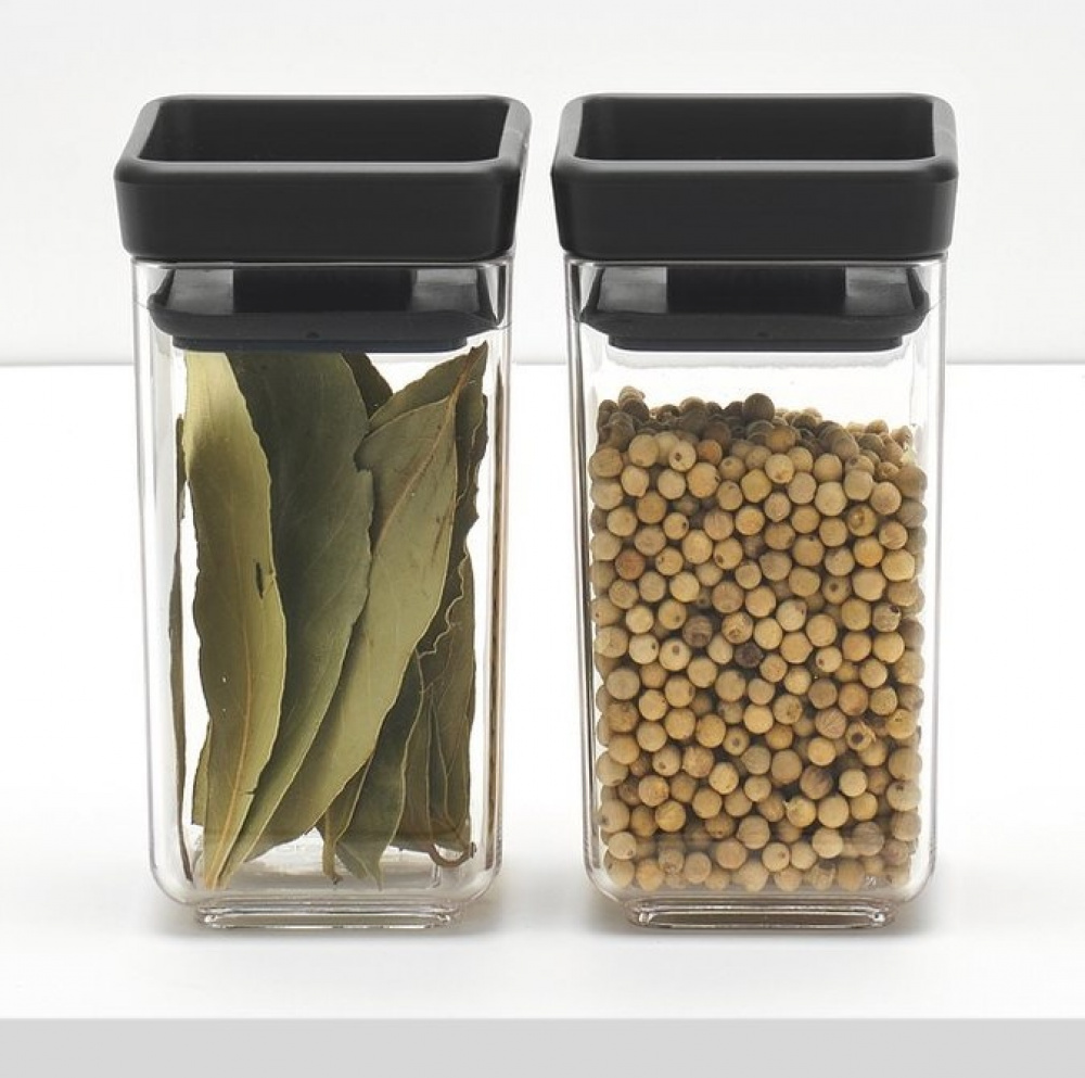 Canisters Set of 2, 0,15L, TASTY+ MINI, Brabantia, Clear / Dark Grey in the group Storage / Kitchen storage / Food containers / Plastic at SmartaSaker.se (42244)