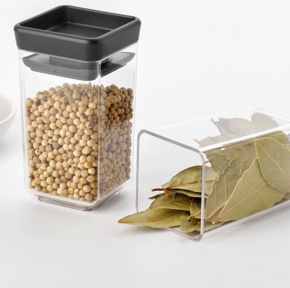 Canisters Set of 2, 0,15L, TASTY+ MINI, Brabantia, Clear / Dark Grey in the group Storage / Kitchen storage / Food containers / Plastic at SmartaSaker.se (42244)