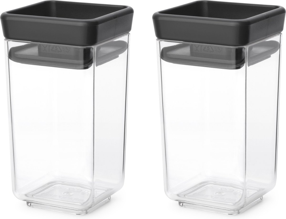 Canisters Set of 2, 0,15L, TASTY+ MINI, Brabantia, Clear / Dark Grey in the group Storage / Kitchen storage / Food containers / Plastic at SmartaSaker.se (42244)