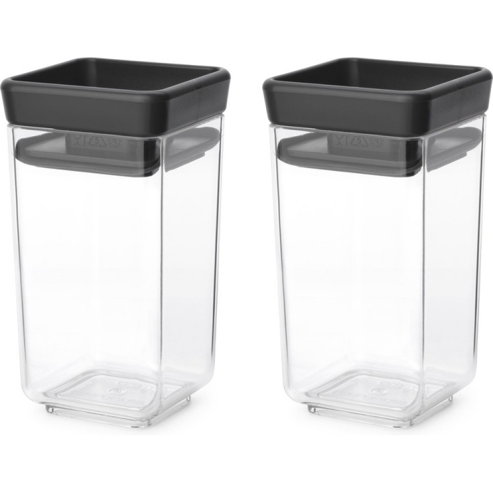 Canisters Set of 2, 0,15L, TASTY+ MINI, Brabantia, Clear / Dark Grey in the group Storage / Kitchen storage / Food containers / Plastic lunch boxes at SmartaSaker.se (42244)
