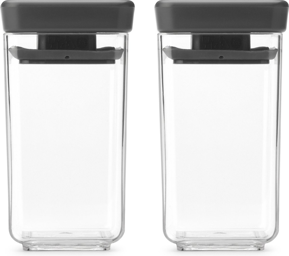 Canisters Set of 2, 0,15L, TASTY+ MINI, Brabantia, Clear / Dark Grey in the group Storage / Kitchen storage / Food containers / Plastic at SmartaSaker.se (42244)