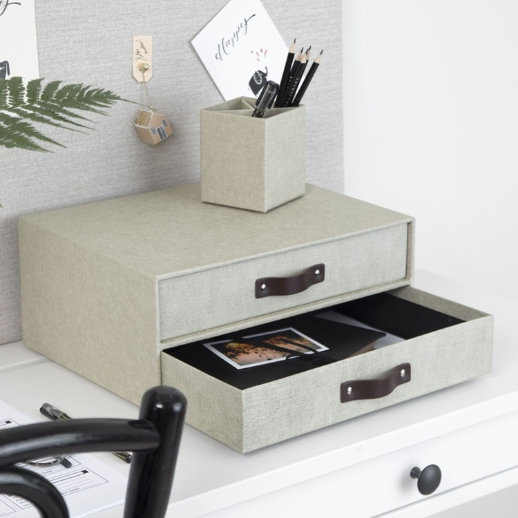 Mini chest of drawers 2 drawers, Birger canvas, Bigso, beige in the group Storage / Storage boxes / Bigso storage boxes at SmartaSaker.se (42259)