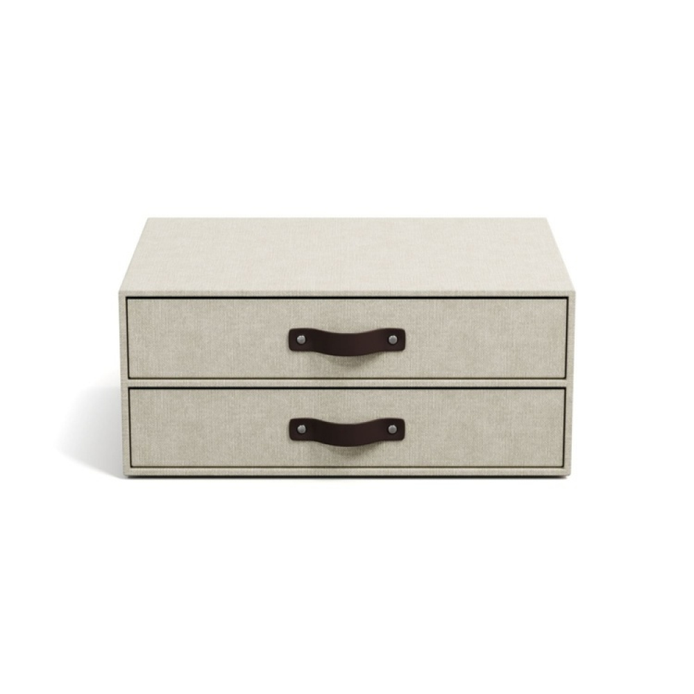 Two drawer box storage, BIGSO BIRGER CANVAS, 33 x 25,5 x H 14,5 cm, Beige in the group Storage / Storage boxes / BigSo storage boxes at SmartaSaker.se (42259)