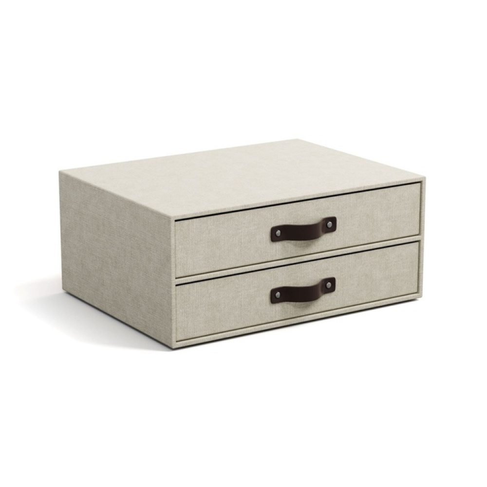Two drawer box storage, BIGSO BIRGER CANVAS, 33 x 25,5 x H 14,5 cm, Beige in the group Storage / Storage boxes / BigSo storage boxes at SmartaSaker.se (42259)