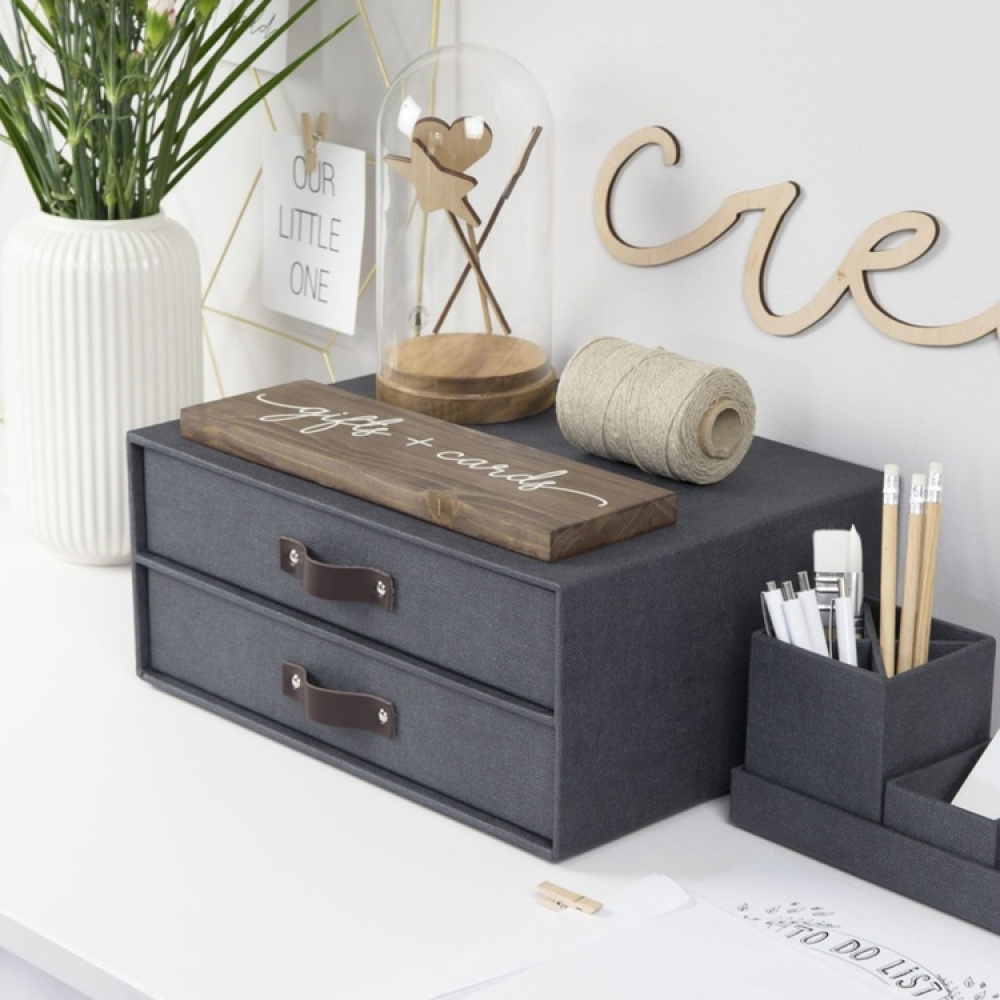 Two drawer box storage, BIGSO BIRGER CANVAS, 33 x 25,5 x H 14,5 cm in the group Storage / Storage boxes / BigSo storage boxes at SmartaSaker.se (42261)